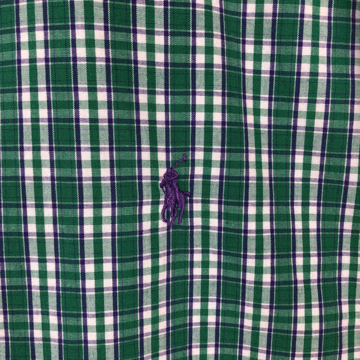 Ralph Lauren BLAKE short sleeve button down check shirt men's XL size cotton green type Vintage Second Hand