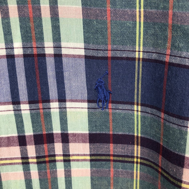 Ralph Lauren BLAKE Short-Sleeve Button-Down Check Shirt, Men's Size L (equivalent) cotton blue type Vintage Second Hand
