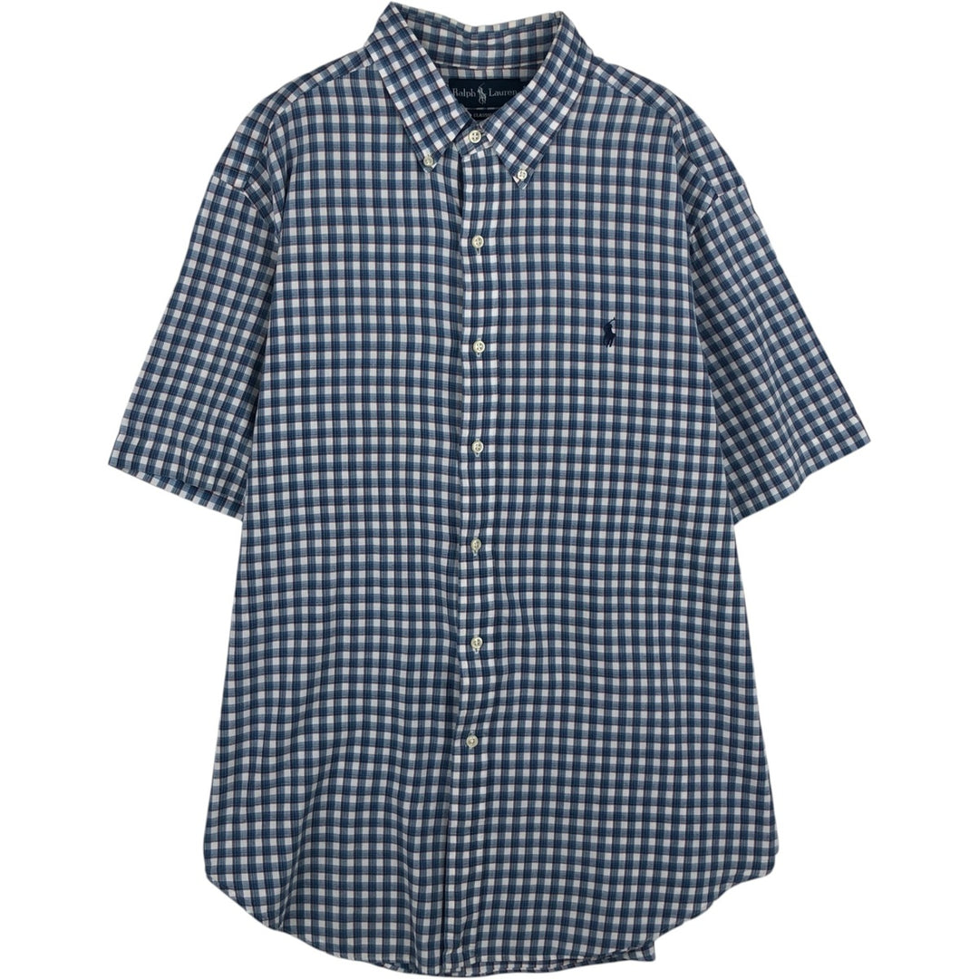Ralph Lauren Classic Fit short sleeve button down check shirt, men's size XL cotton blue type Vintage Second Hand