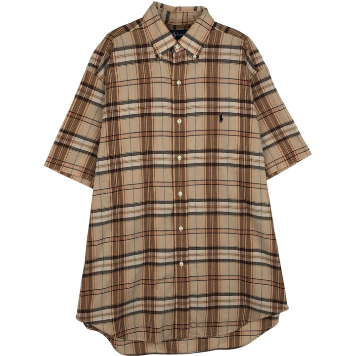 Ralph Lauren BLAKE short sleeve button down check shirt, men's size M cotton Beige type Vintage Second Hand