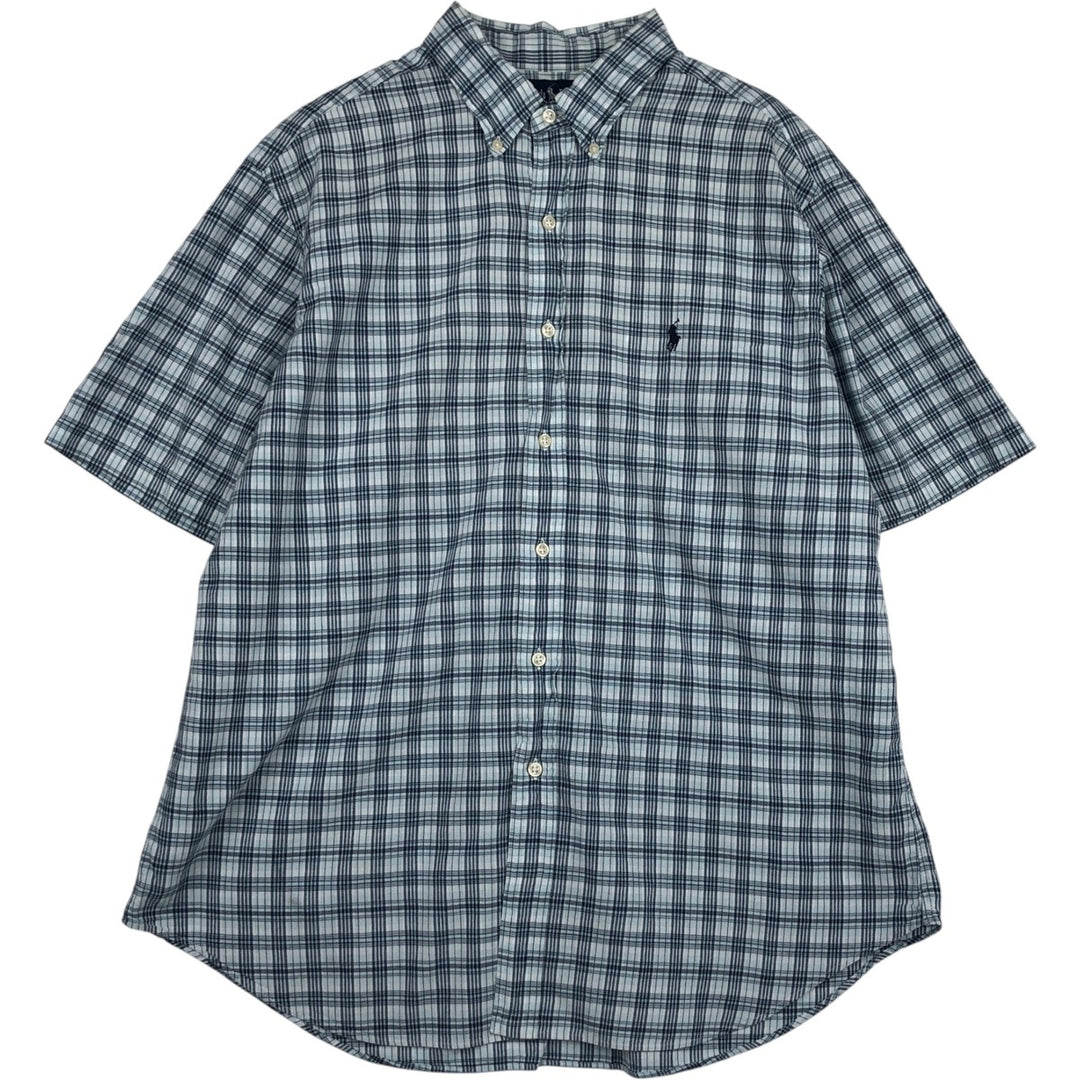 Ralph Lauren Classic Fit Short Sleeve Button Down Check Shirt Men's XL cotton blue type Vintage Second Hand