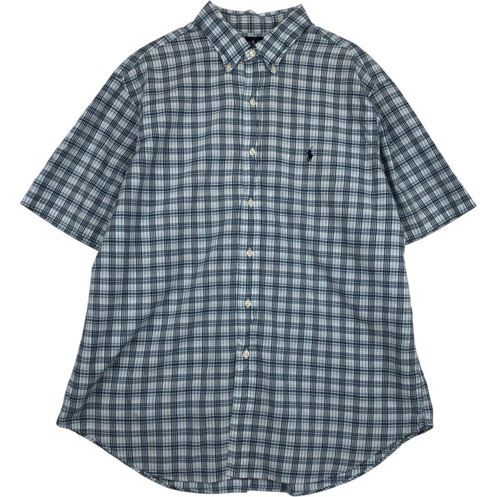 Ralph Lauren Classic Fit Short Sleeve Button Down Check Shirt Men's XL cotton blue type Vintage Second Hand