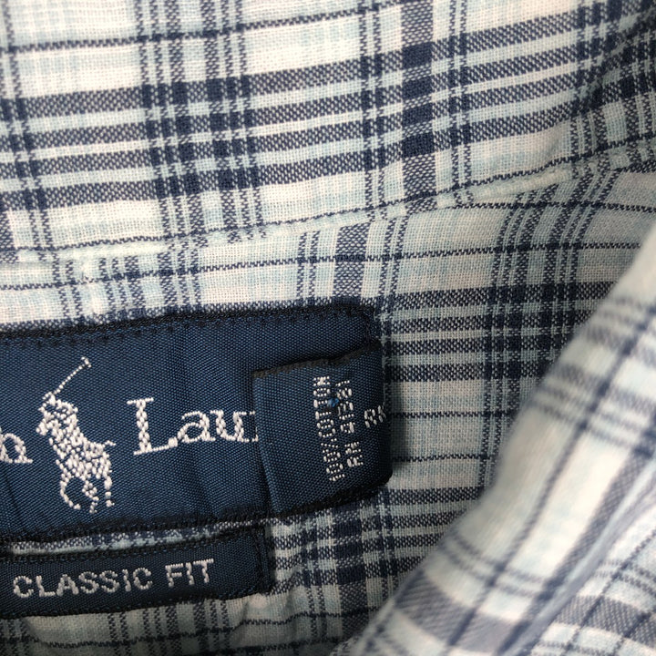 Ralph Lauren Classic Fit Short Sleeve Button Down Check Shirt Men's XL cotton blue type Vintage Second Hand