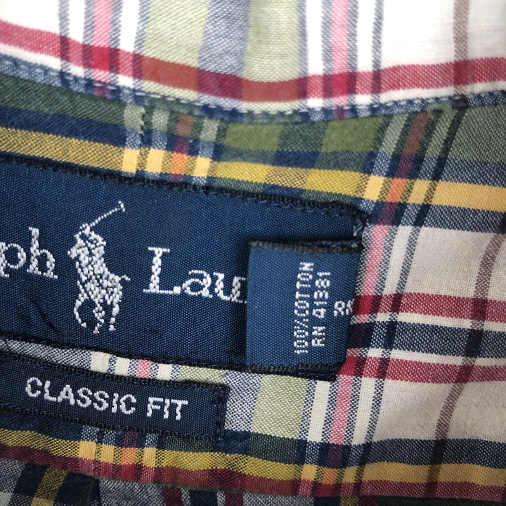 Ralph Lauren Classic Fit short sleeve button down check shirt, men's size XL cotton green type Vintage Second Hand