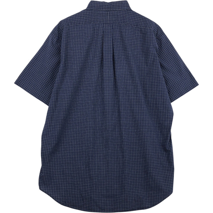 Ralph Lauren BLAKE short sleeve button down check shirt, men's size L cotton navy blue type Vintage Second Hand