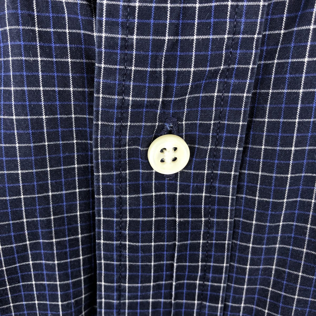 Ralph Lauren BLAKE short sleeve button down check shirt, men's size L cotton navy blue type Vintage Second Hand