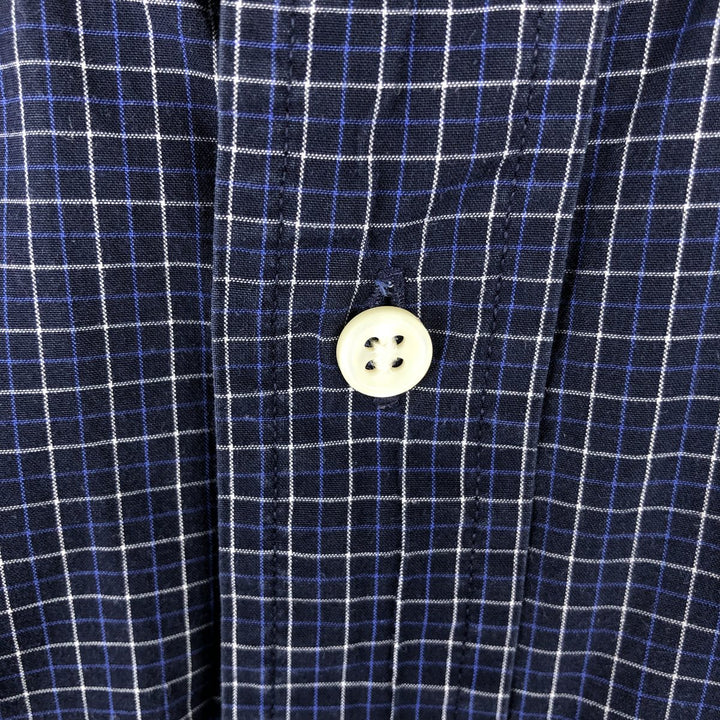 Ralph Lauren BLAKE short sleeve button down check shirt, men's size L cotton navy blue type Vintage Second Hand
