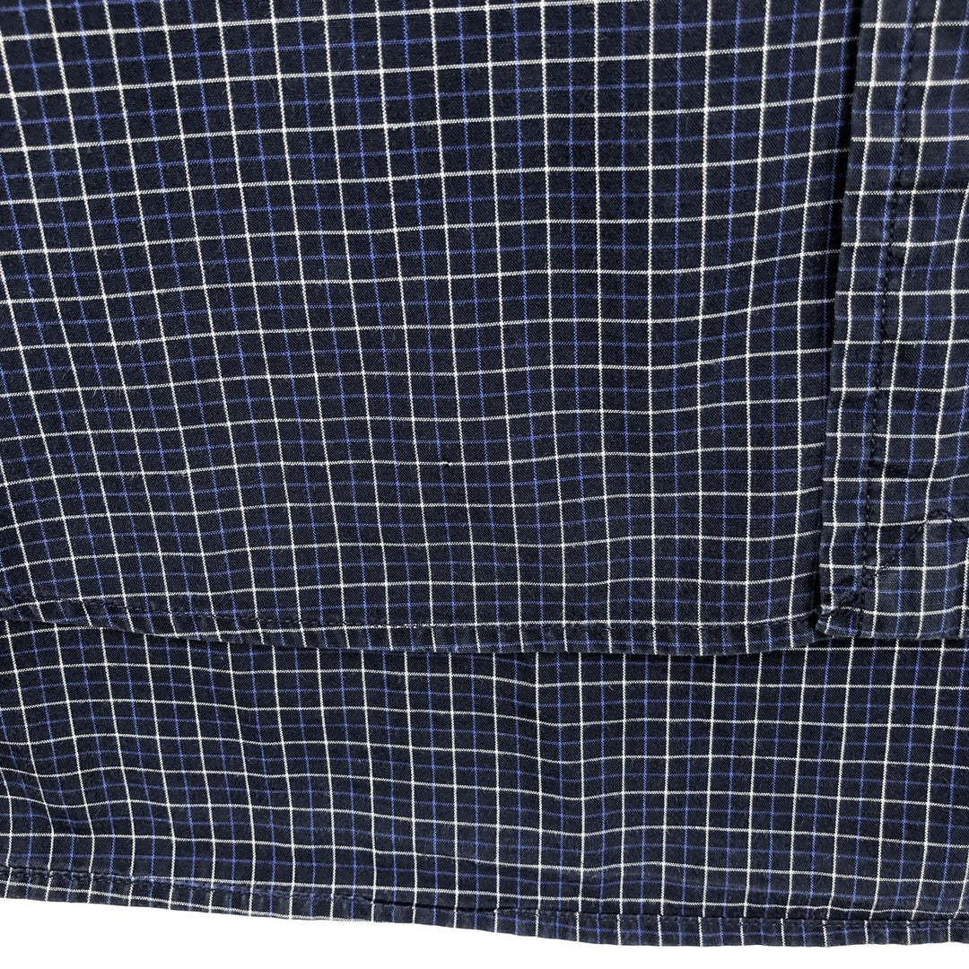 Ralph Lauren BLAKE short sleeve button down check shirt, men's size L cotton navy blue type Vintage Second Hand
