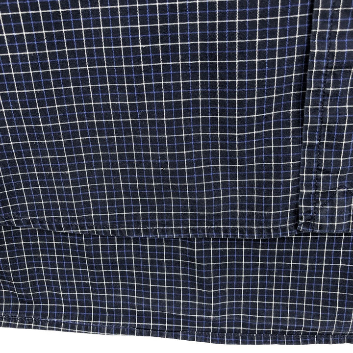 Ralph Lauren BLAKE short sleeve button down check shirt, men's size L cotton navy blue type Vintage Second Hand