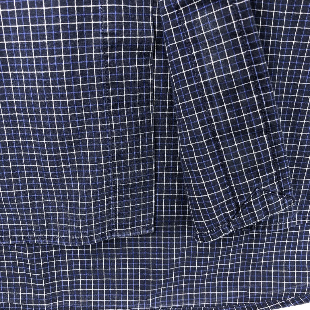 Ralph Lauren BLAKE short sleeve button down check shirt, men's size L cotton navy blue type Vintage Second Hand