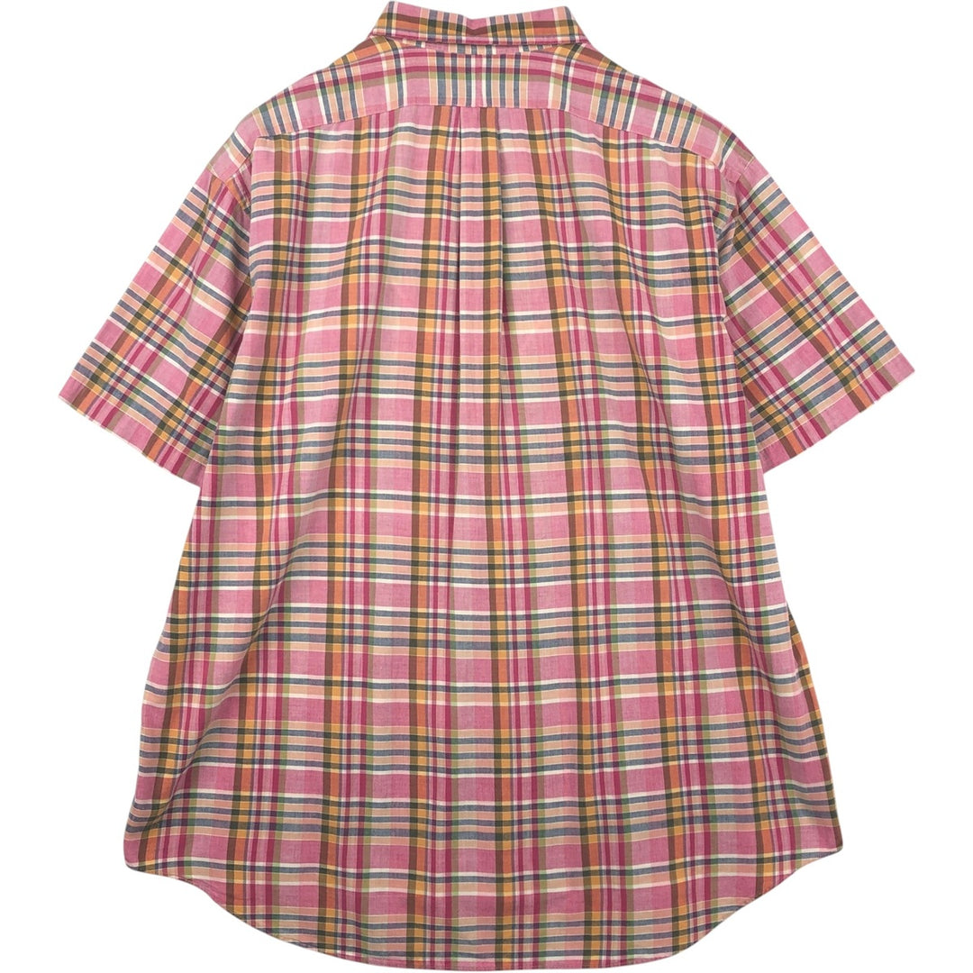 Ralph Lauren BLAKE short sleeve button down check shirt, men's size XXL cotton pink type Vintage Second Hand