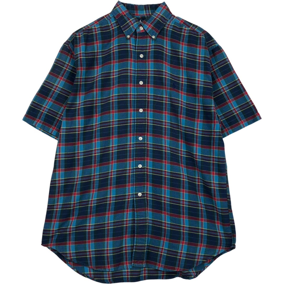 Ralph Lauren BLAKE short sleeve button down check shirt, men's size M cotton blue type Vintage Second Hand