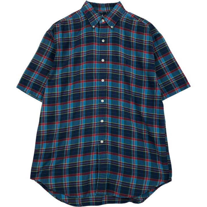 Ralph Lauren BLAKE short sleeve button down check shirt, men's size M cotton blue type Vintage Second Hand