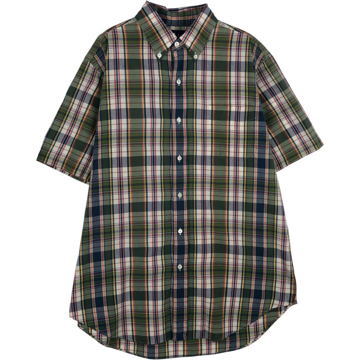 Ralph Lauren Classic Fit short sleeve button down check shirt, men's size M cotton green type yellow green Vintage Second Hand