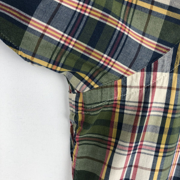 Ralph Lauren Classic Fit short sleeve button down check shirt, men's size M cotton green type yellow green Vintage Second Hand