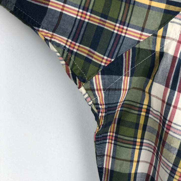 Ralph Lauren Classic Fit short sleeve button down check shirt, men's size M cotton green type yellow green Vintage Second Hand