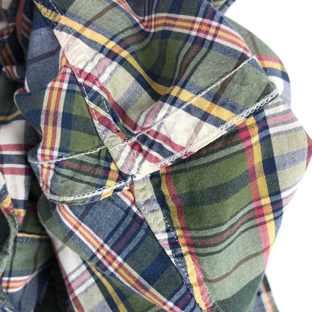 Ralph Lauren Classic Fit short sleeve button down check shirt, men's size M cotton green type yellow green Vintage Second Hand