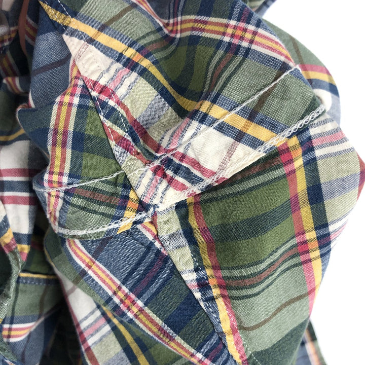 Ralph Lauren Classic Fit short sleeve button down check shirt, men's size M cotton green type yellow green Vintage Second Hand