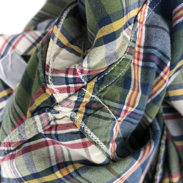 Ralph Lauren Classic Fit short sleeve button down check shirt, men's size M cotton green type yellow green Vintage Second Hand