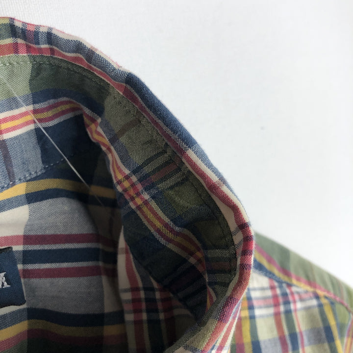 Ralph Lauren Classic Fit short sleeve button down check shirt, men's size M cotton green type yellow green Vintage Second Hand