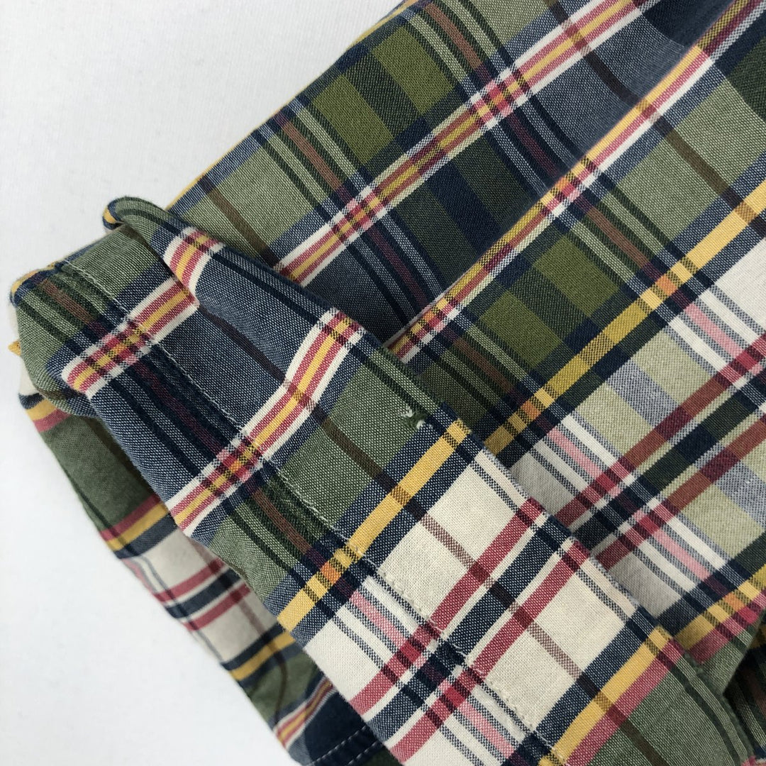 Ralph Lauren Classic Fit short sleeve button down check shirt, men's size M cotton green type yellow green Vintage Second Hand