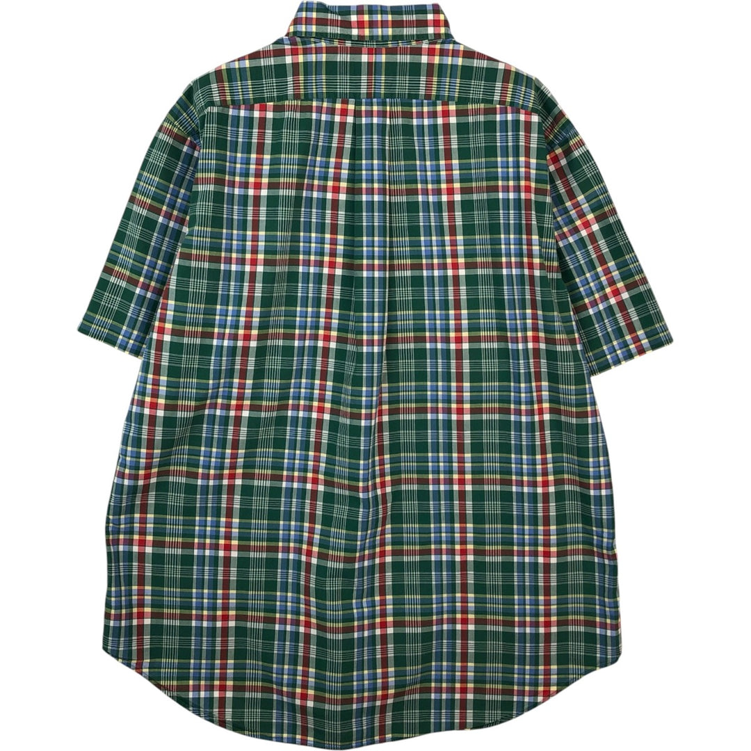Ralph Lauren Classic Fit Madras Check Short Sleeve Button Down Check Shirt Men's Size L cotton green type Vintage Second Hand
