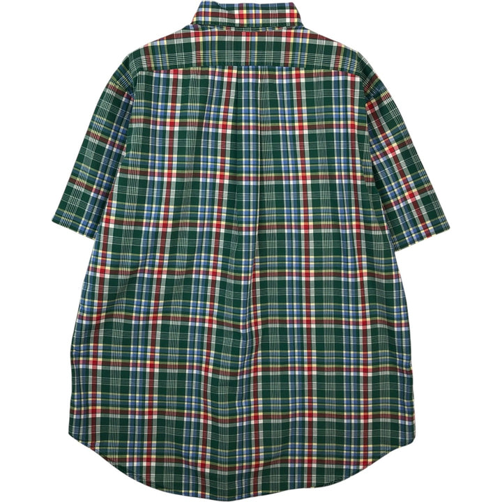 Ralph Lauren Classic Fit Madras Check Short Sleeve Button Down Check Shirt Men's Size L cotton green type Vintage Second Hand