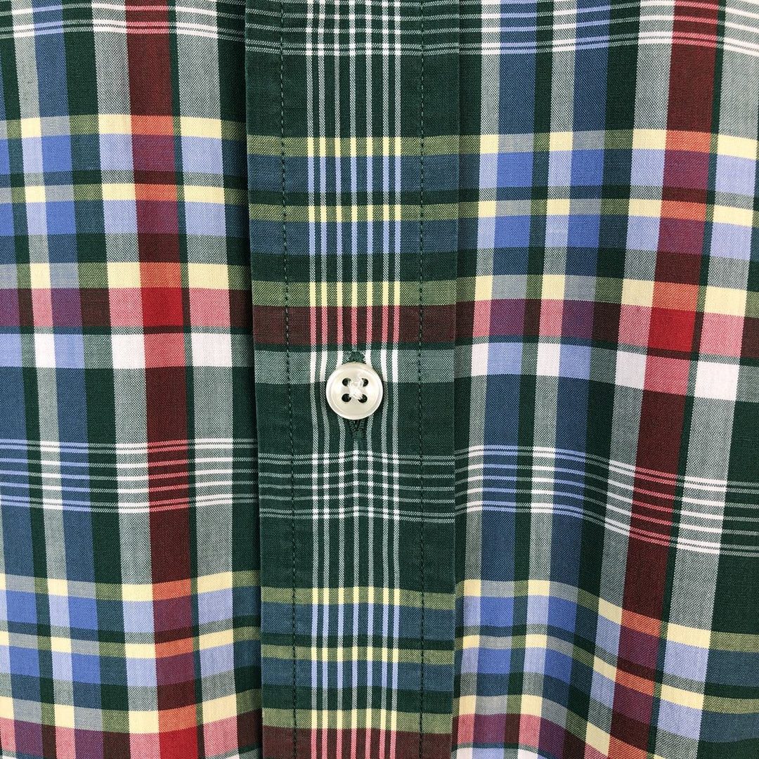 Ralph Lauren Classic Fit Madras Check Short Sleeve Button Down Check Shirt Men's Size L cotton green type Vintage Second Hand