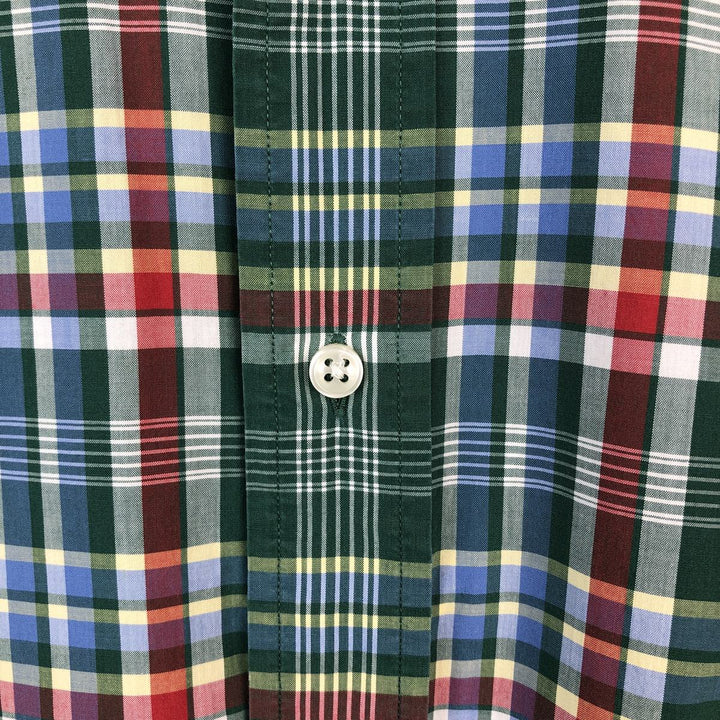 Ralph Lauren Classic Fit Madras Check Short Sleeve Button Down Check Shirt Men's Size L cotton green type Vintage Second Hand