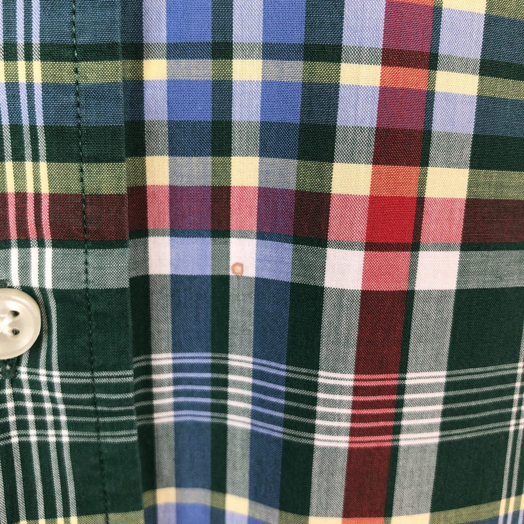 Ralph Lauren Classic Fit Madras Check Short Sleeve Button Down Check Shirt Men's Size L cotton green type Vintage Second Hand