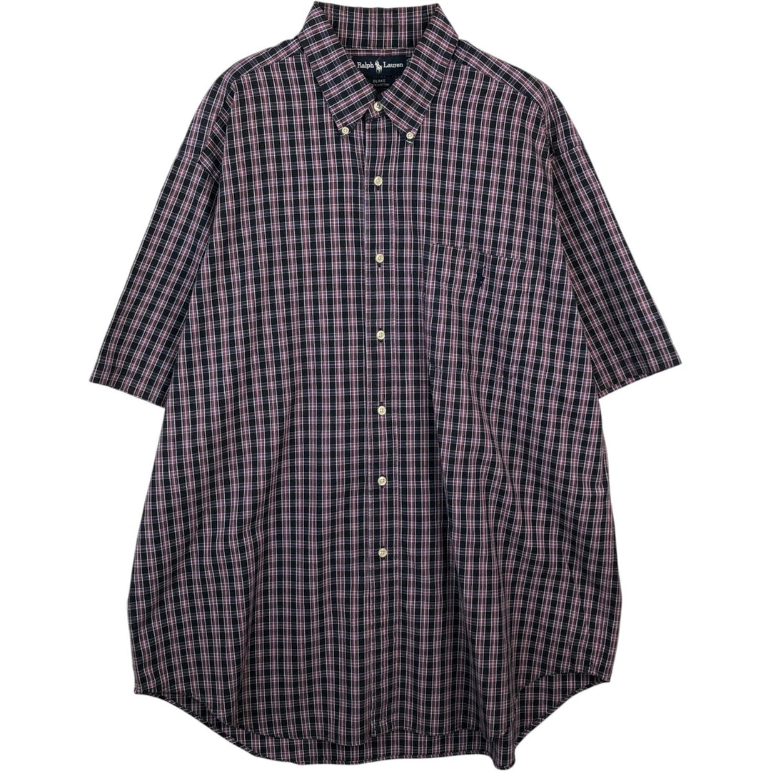 Ralph Lauren BLAKE short sleeve button down check shirt men's XL size cotton black type Vintage Second Hand