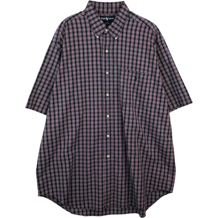 Ralph Lauren BLAKE short sleeve button down check shirt men's XL size cotton black type Vintage Second Hand