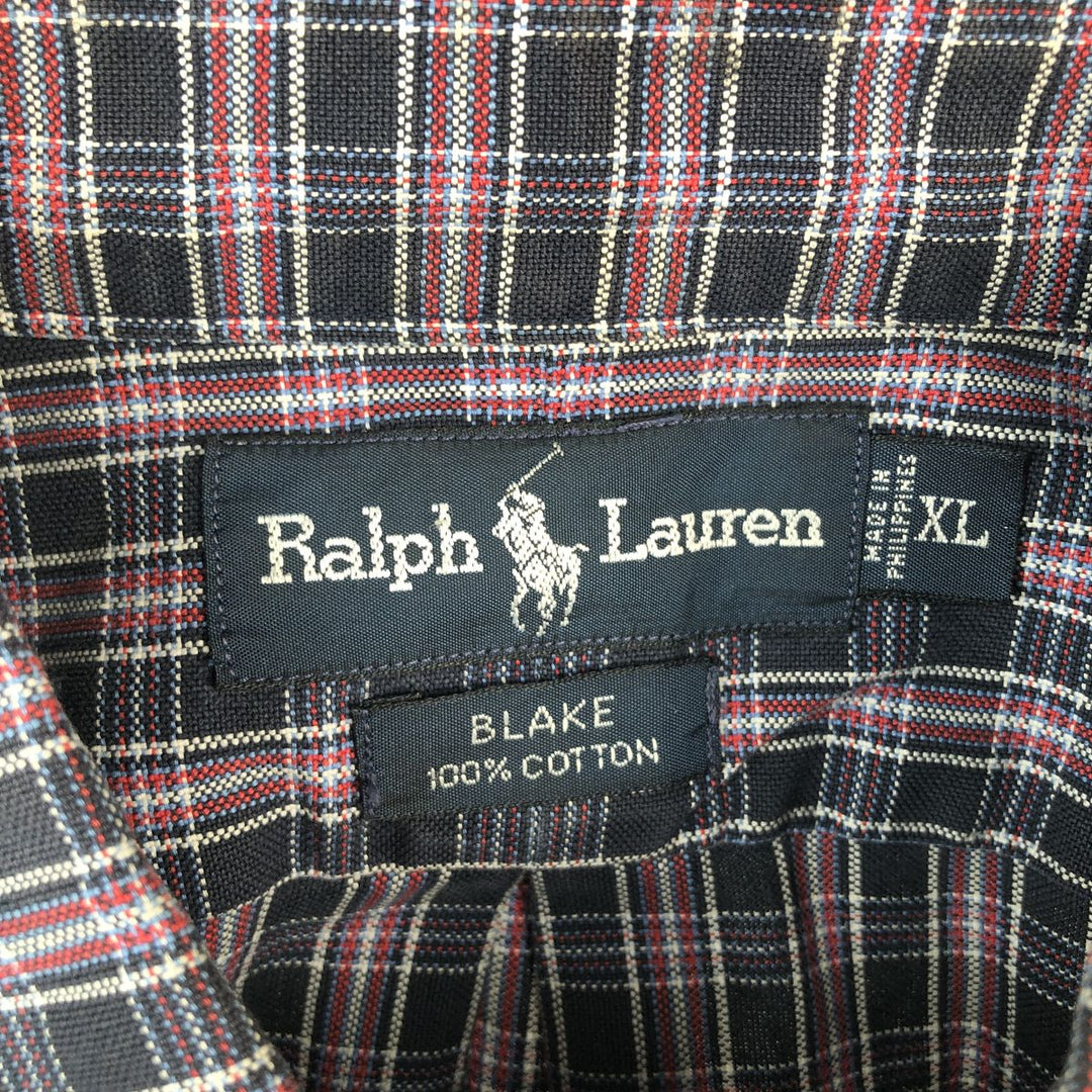 Ralph Lauren BLAKE short sleeve button down check shirt men's XL size cotton black type Vintage Second Hand