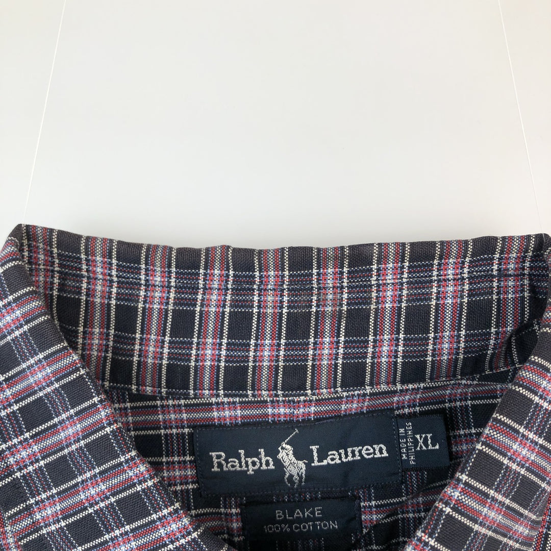 Ralph Lauren BLAKE short sleeve button down check shirt men's XL size cotton black type Vintage Second Hand