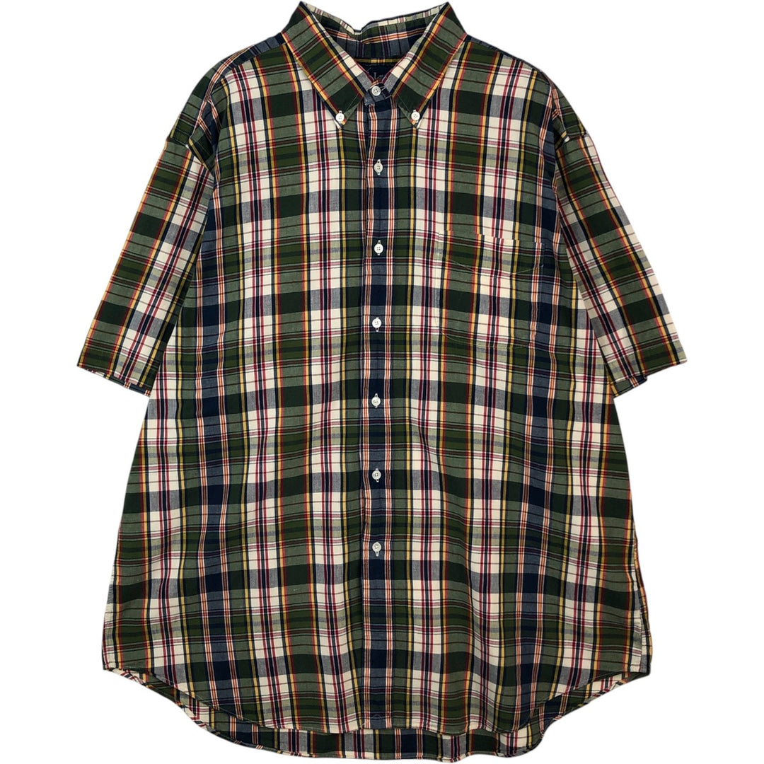 Ralph Lauren Classic Fit Madras Check Short Sleeve Button Down Check Shirt Men's XL cotton green type Vintage Second Hand