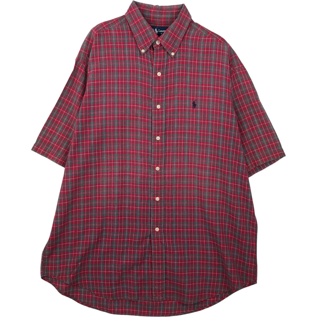 Ralph Lauren BLAKE short sleeve button down check shirt, men's size L cotton red type Vintage Second Hand