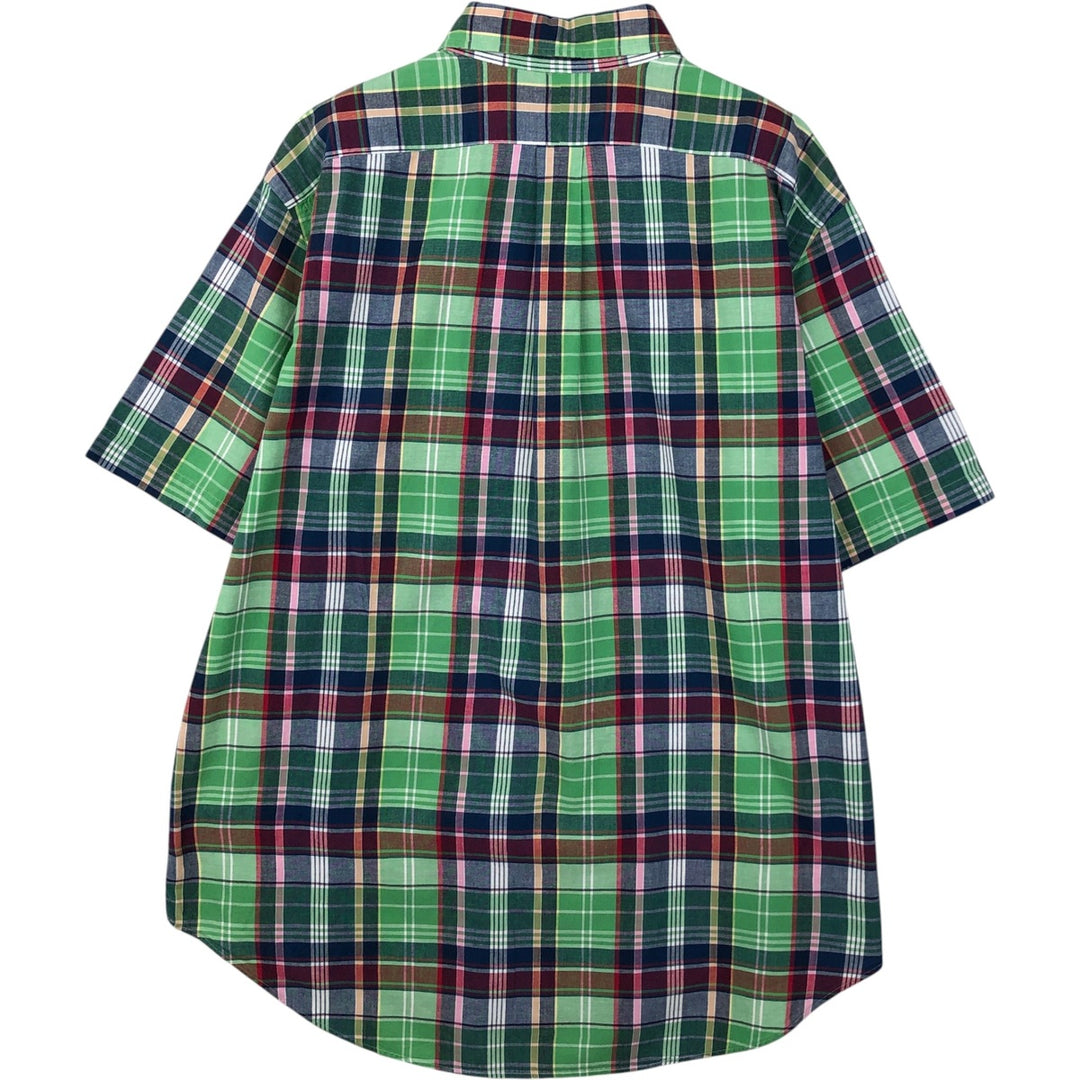 Ralph Lauren CLASSIC FIT Madras Check Short-Sleeve Button-Down Check Shirt (Men's Size L) unclear green type yellow green Vintage Second Hand