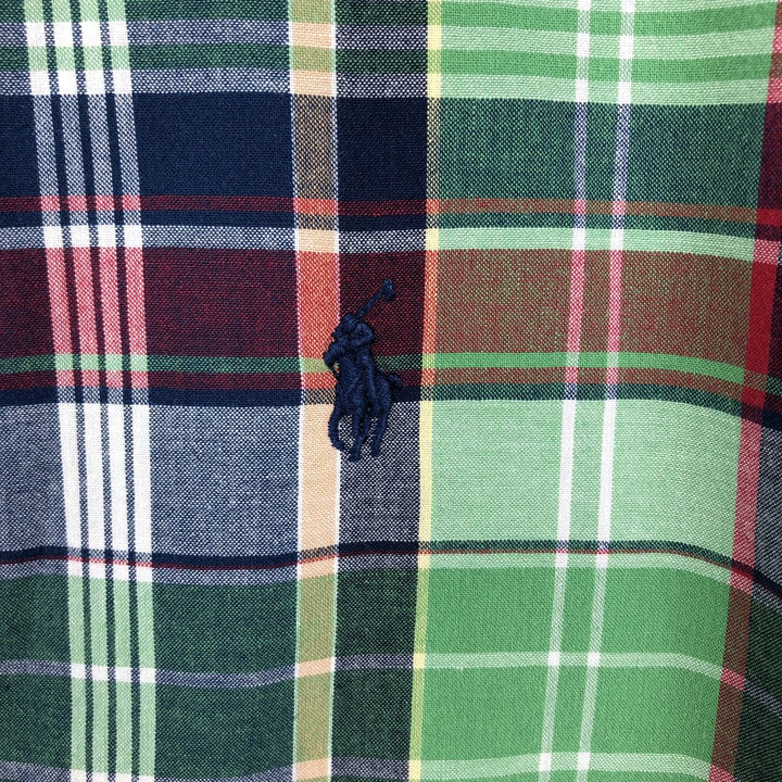 Ralph Lauren CLASSIC FIT Madras Check Short-Sleeve Button-Down Check Shirt (Men's Size L) unclear green type yellow green Vintage Second Hand