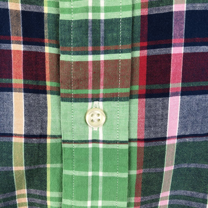 Ralph Lauren CLASSIC FIT Madras Check Short-Sleeve Button-Down Check Shirt (Men's Size L) unclear green type yellow green Vintage Second Hand