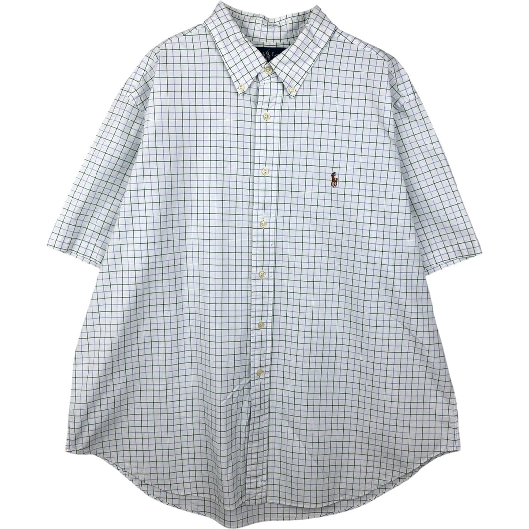 Ralph Lauren Classic Fit Short Sleeve Button Down Check Shirt Men's XXL cotton white type Vintage Second Hand