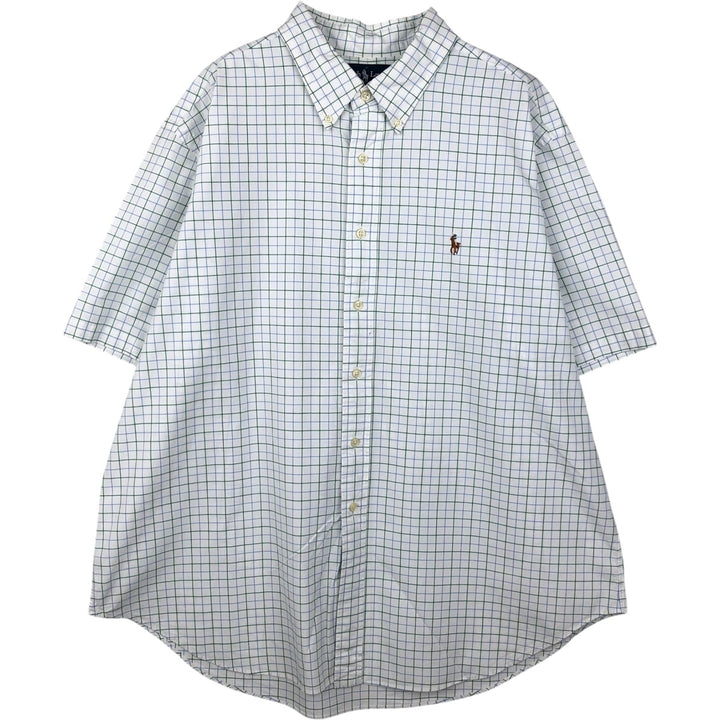 Ralph Lauren Classic Fit Short Sleeve Button Down Check Shirt Men's XXL cotton white type Vintage Second Hand