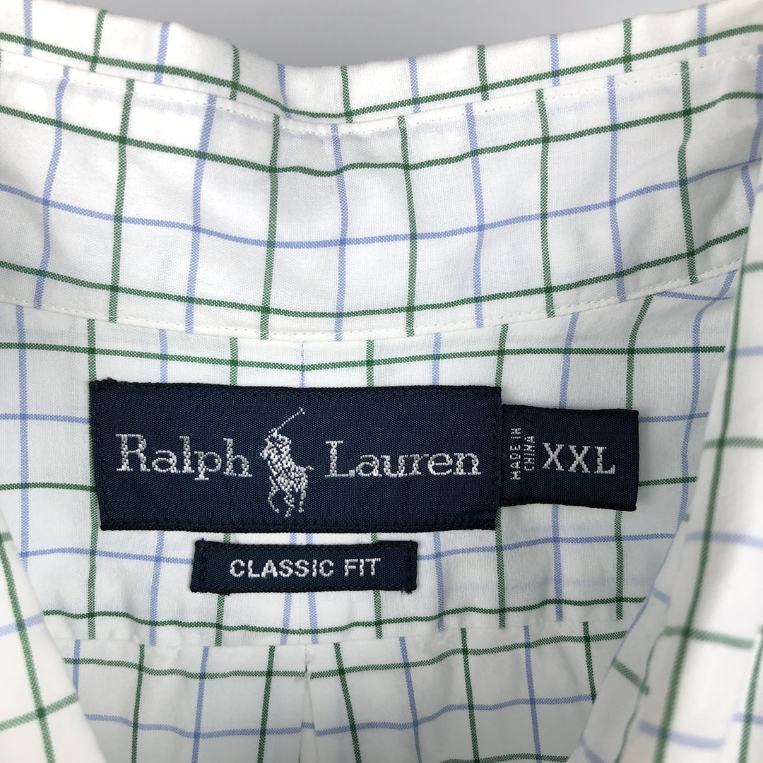 Ralph Lauren Classic Fit Short Sleeve Button Down Check Shirt Men's XXL cotton white type Vintage Second Hand