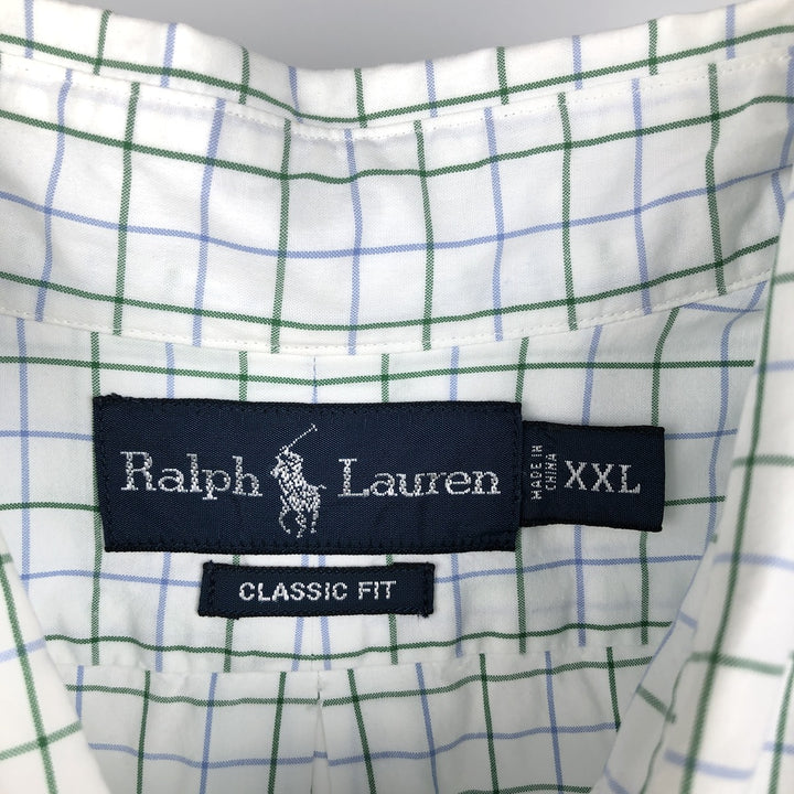 Ralph Lauren Classic Fit Short Sleeve Button Down Check Shirt Men's XXL cotton white type Vintage Second Hand
