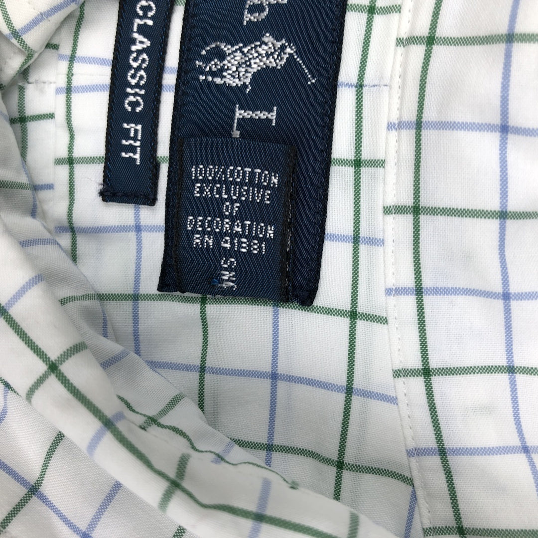 Ralph Lauren Classic Fit Short Sleeve Button Down Check Shirt Men's XXL cotton white type Vintage Second Hand