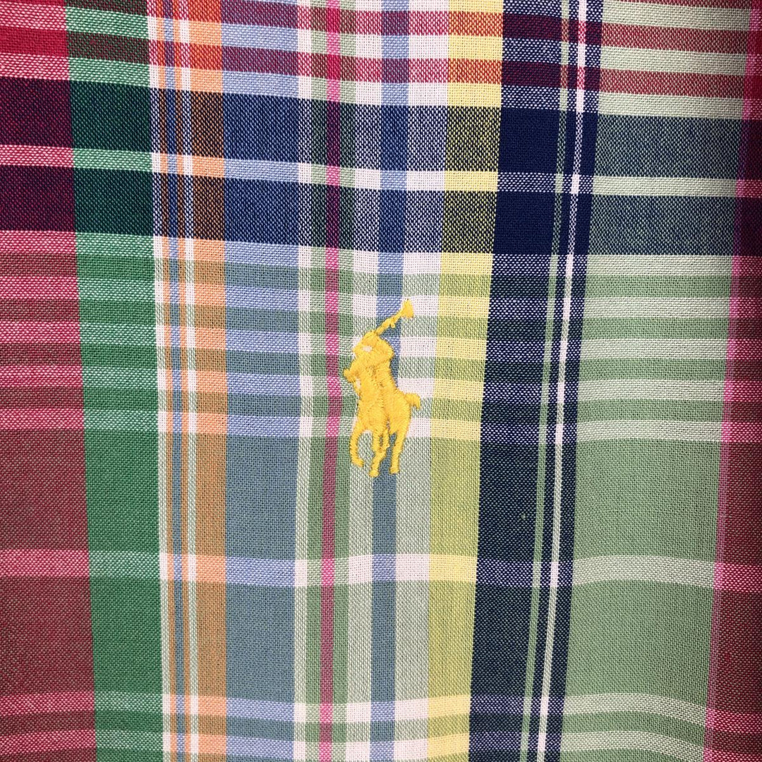 Ralph Lauren Classic Fit Madras Check Short-Sleeve Button-Down Check Shirt, Men's Size XL (approx.) cotton pink type Vintage Second Hand