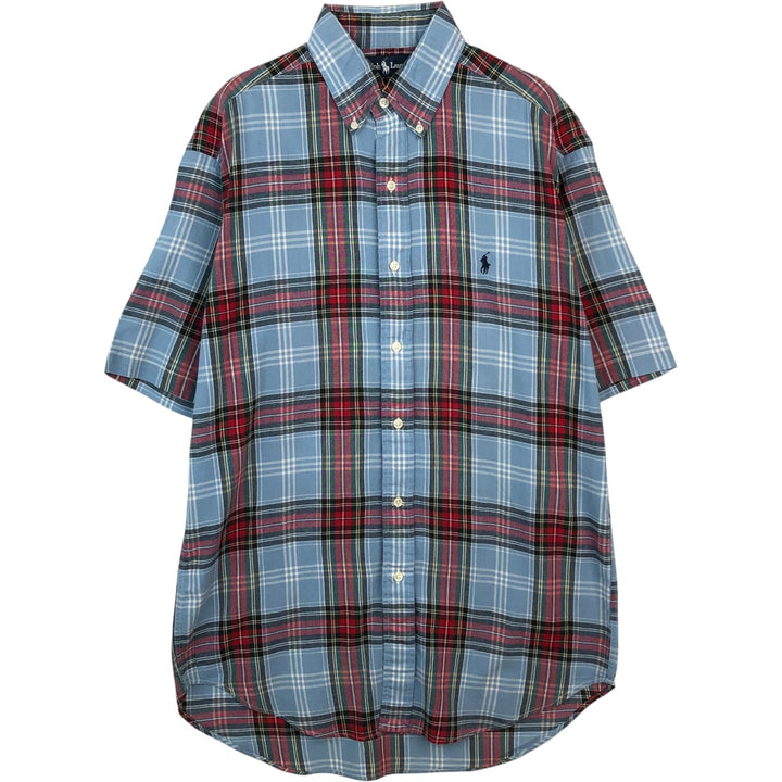 Ralph Lauren BLAKE Madras Check Short-Sleeve Button-Down Check Shirt (Men's Size S) cotton Blue type light blue Vintage Second Hand