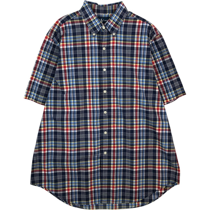Ralph Lauren Classic Fit Madras Check Short Sleeve Button Down Check Shirt Men's Size L cotton navy blue type Vintage Second Hand