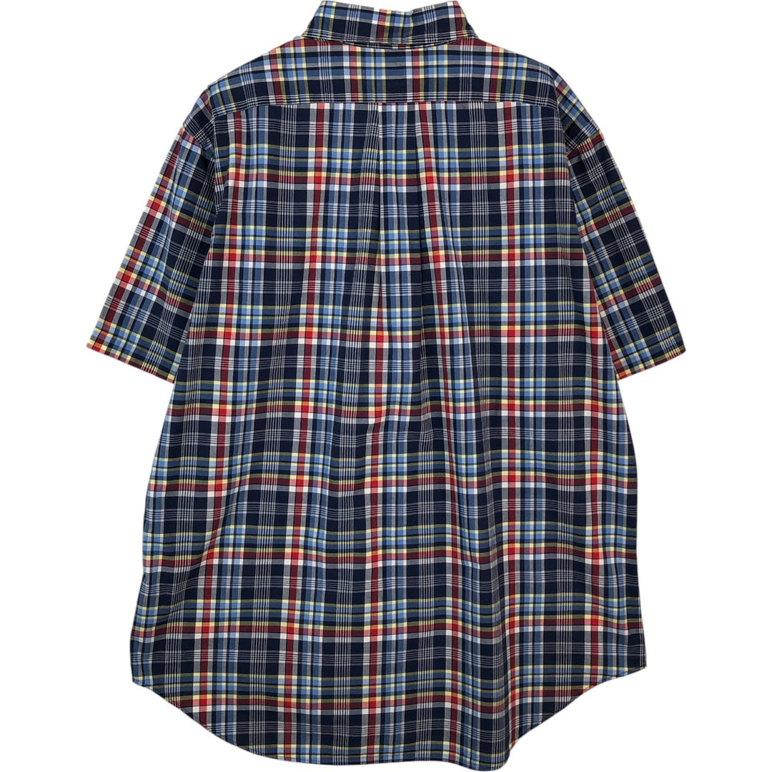 Ralph Lauren Classic Fit Madras Check Short Sleeve Button Down Check Shirt Men's Size L cotton navy blue type Vintage Second Hand