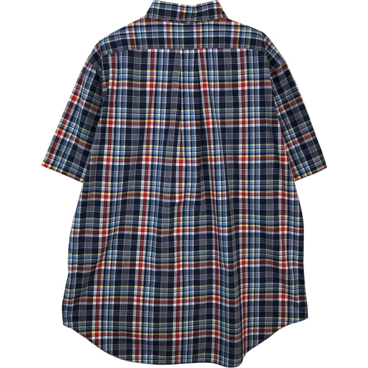 Ralph Lauren Classic Fit Madras Check Short Sleeve Button Down Check Shirt Men's Size L cotton navy blue type Vintage Second Hand