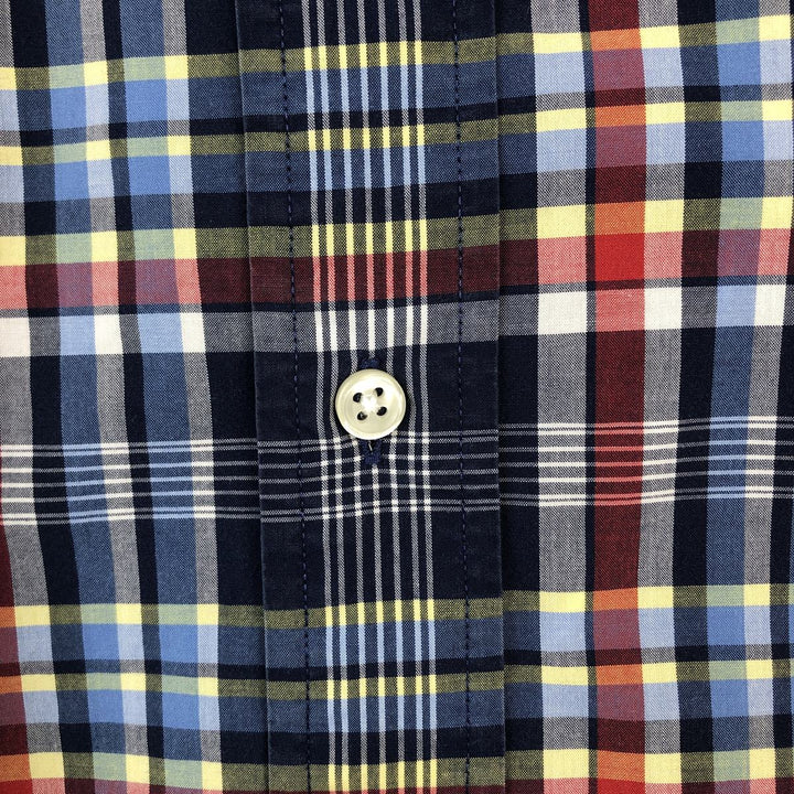 Ralph Lauren Classic Fit Madras Check Short Sleeve Button Down Check Shirt Men's Size L cotton navy blue type Vintage Second Hand